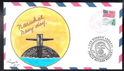 #ad Submarine USS NARWHAL SSN 671 NAVY DAY ROGAK Handpainted Naval Cover C1214 $4.50