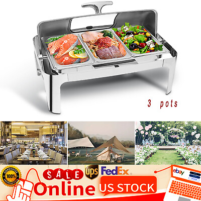 #ad Roll top Chafing Dish Buffet For Catering Rolling Buffet Servers Warming Tray US $126.35