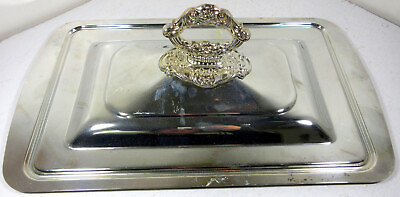 #ad Vintage Oneida Silver Metal Tray Dish Buffet Chafing LID ONLY 15.5quot; x 9.5quot; $14.95