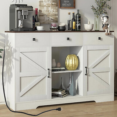 #ad #ad 54quot; Kitchen Buffet Storage Cabinet Farmhouse Coffee Bar Cabinet Sideboard $227.99