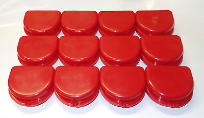 12 Dental Orthodontic Retainer Denture Mouth Guard Case Bleach Red $11.99