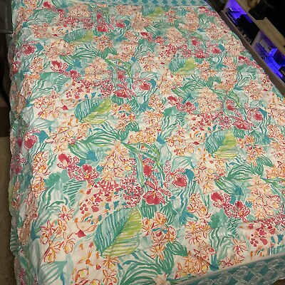 #ad Pottery Barn Lilly Pulitzer Jungle Lilly Percale Duvet Cover Full Queen Read* $56.25