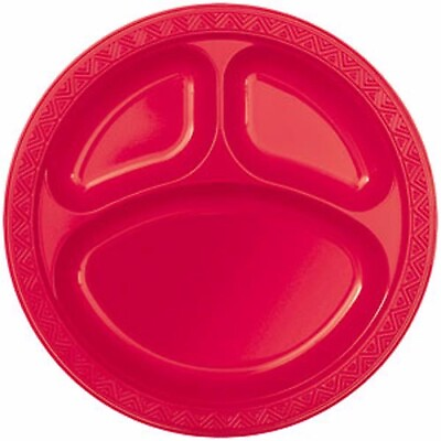 Red Disposable Plastic Plates for BBQ#x27;s Buffet#x27;s Picnic#x27;s Party Supplies GBP 3.49