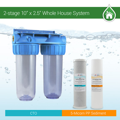 #ad #ad 2 Stage 10quot; Whole House Water Clear Filter Housing Sediment CTO RVS.WELL.BOILER $60.00