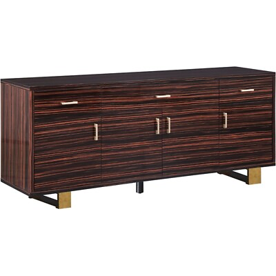 #ad #ad Meridian Furniture Excel Sideboard Buffet in Rich Brown Zebra Wood Lacquer $1642.99