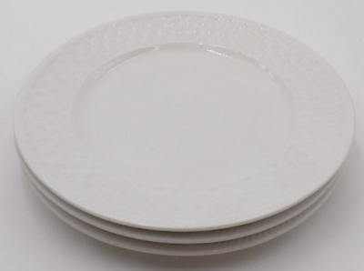 #ad #ad Set of 3 Oneida Wicker Salad Lunch Plates White Basketweave 7 3 4quot; 1 flawed $16.99