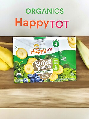 #ad HAPPY TOT Organic Bananas Spinach Blueberries Immunity Baby Food 8 4 0Z $12.49