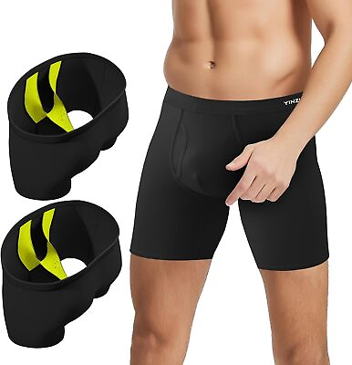 #ad Mens Anti Chafing Support Pouch Boxer Briefs Underwear with Flap for Balls $23.74