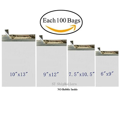 400 Poly Mailers Shipping Bags Each 100 6x9 7.5x10.5 9x12 10x13 ST ShipMailers $27.99