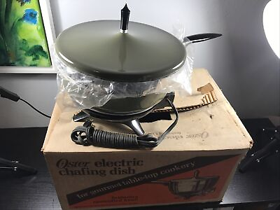 #ad #ad Vtg Oster Electric Chafing Dish # 686 Mid Century Green Unused Stock Open Box  $43.99