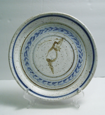 #ad Vintage Art Pottery Plate 10quot; Blue Platter Hand Thrown Studio Artist Signed 1986 $22.49
