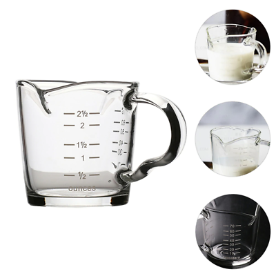 Double mouth Milk Cup Measuring Jug Glass Mug Espresso Ounce Syrup Coffee Liquid $13.25