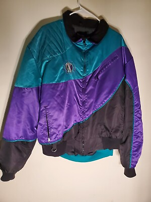 #ad Vintage Artic Cat 2 In 1 Woman#x27;s Snowmobile Neon Teal Purple Jacket XL USA MADE $69.94