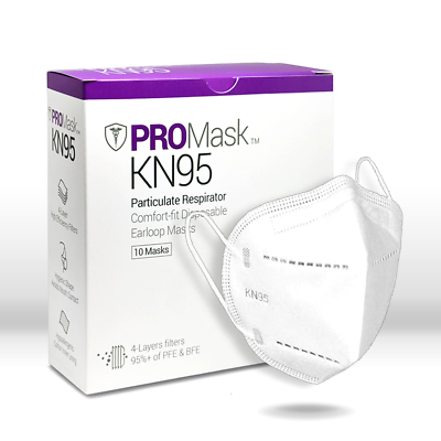 10 50 100 PROMask KN95 Disposable Face Masks 4 Layers Filters 95% PFE amp; BFE $29.95
