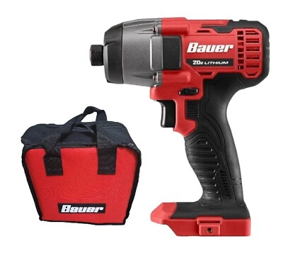 #ad BAUER 20V Cordless 1 4 in. Hex Compact Impact Driver Tool Only $34.99