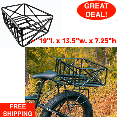 Rambo Fat Tire Electric Hunting E Bike Rear Large Basket Aluminum Alloy Material $114.99