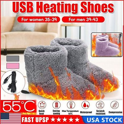 #ad #ad Winter USB Warmer Foot Shoe Plush Warm Electric Slipper Feet Heated Washable New $14.39