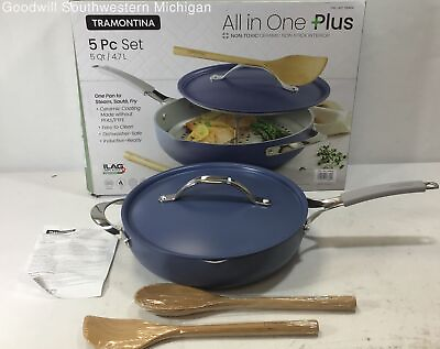 #ad Open Box Tramontina All In One Plus 5 Quart 5 Piece Set Blue $38.49