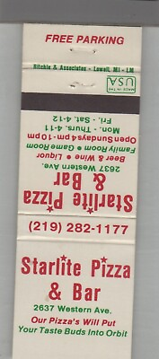 #ad Matchbook Cover Pizza Place Starlite Pizza amp; Bar Lowell MI $4.49