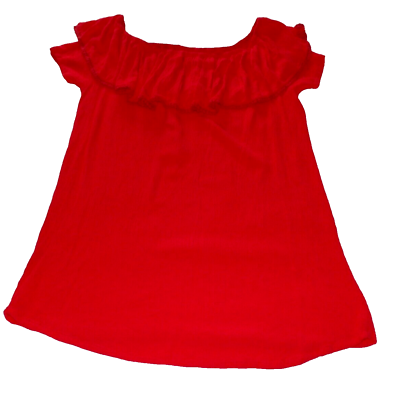 #ad Kaktus Dress XXL 2XL Short Mini Gauzy Boho Bright Red Cold Shoulder Summer Beach $18.70