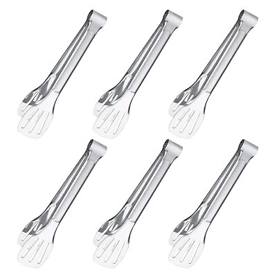 #ad 6PCS Serving Tongs 7Inch Buffet tongs Stainless Steel Food Tong Small Servi... $13.83