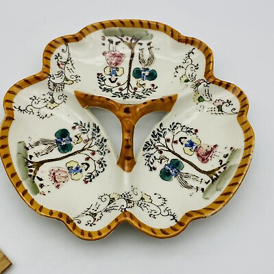 #ad Vintage Three Part Dish Made In Japan Antique Dish Folk Dancers hand painted $16.15