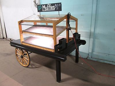 #ad H.D. COMMERCIAL LED LIGHTED SELF SERVE HIGH END WOODEN BAKERY MERCHANDISER WAGON $1325.99