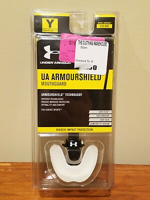 #ad Under Armour UA ArmourShield White Mouthguard Black Strap Strapless Youth 11 $5.99