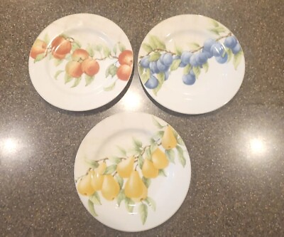 #ad Block Basics Mansfield Grove Salad plates 8 1 8” Dishes 3 Apples Pears Plums. $19.99