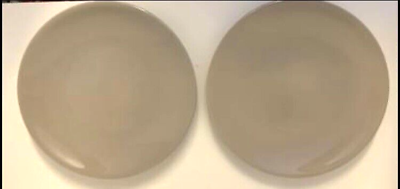 #ad Crate and Barrel Set of 2 Salad Plates 8 1 2” solid putty greige color $7.96