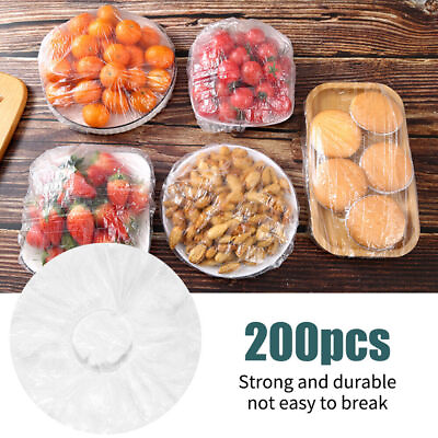 #ad 200pcs Disposable Food Storage Covers Bags Bowls Elastic Plate Fresh Keeping $10.99