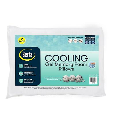 #ad Set of 2 Serta Bed Pillows Cooling Gel Memory Foam Cluster Standard Size 2 Pack $39.99