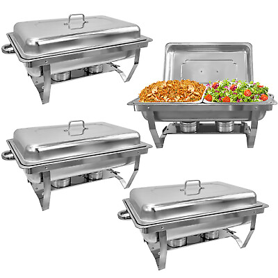 #ad Chafing Dish 4 pack Stainless Steel Chafer Sets 8qt with 2 Pans for Party $95.99