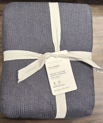 #ad #ad Pottery Barn Belgian Flax Linen Waffle Duvet Cover Full Queen Steel Blue $92.65
