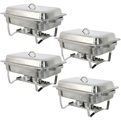 4Pack 8 Quart Stainless Steel Rectangular Chafing Dish Full Size Buffet Catering $146.58