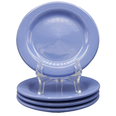 4 Hartstone Pottery Lusterware Salad Dessert Plates Perwinkle Blue Shiny Set $34.19