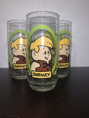 #ad #ad Vintage Drinking Glass Pizza Hut The Flintstones Kids Barney 1986 Lot Of 3 $20.00