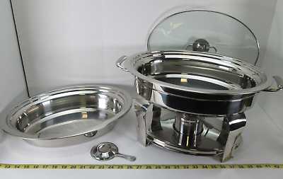 #ad New NOS Tramontina Oval Chafing Dish Premium 18 10 Stainless Steel 4.2 Qt Warmer $39.99