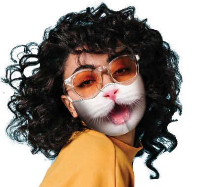 Realistic Cat Face Cover Mask Kitty Costume Reusable Washable Nose Mouth Adult $20.17