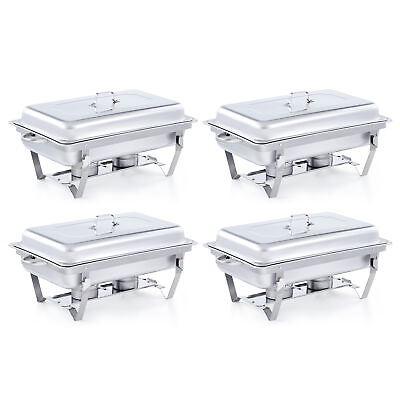 #ad Stainless Steel Chafing Dish Set 13.7qt Buffet Serving Dishes Warming Trays 4pcs $109.99