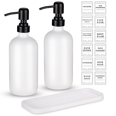 #ad #ad Glass Countertop Soap Dispenser with Durable Metal Pump 2PCS Silicone Drain Tray $21.99