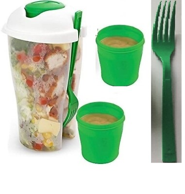 #ad #ad New Soup Salad To Go Container w 2 Fork amp; Dressing Holder Cup Lunch Work Picnic $12.99