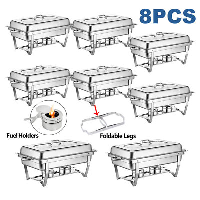 #ad #ad 8 Pack 9.5QT Chafing Dish Buffet Set Stainless Steel Chafer for Catering $161.99