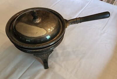 Vintage Silver Plated Chafing Dish Gorham Wood Handle W Stand amp; Burner 0625 $10.00