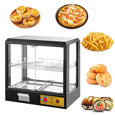 #ad 2 Tier Hot Food Pie Pizza Warmer Display Cabinet Counter Commercial Food Warmer $264.56