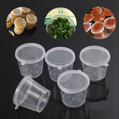 #ad 25ml 100ml 50 1000pcs Plastic Takeaway Sauce Cup Containers Disposable Food Boxs $75.99