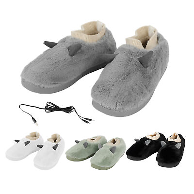 #ad Electric Heated Shoes Winter Foot Warmer Plush Slipper Feet Heating Pad Boots $25.56