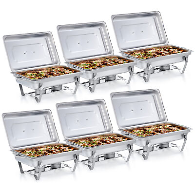 #ad #ad 6 Pack 13.7Qt Stainless Chafer Chafing Dish Buffet Set Bain Marie Food Warmer $159.99