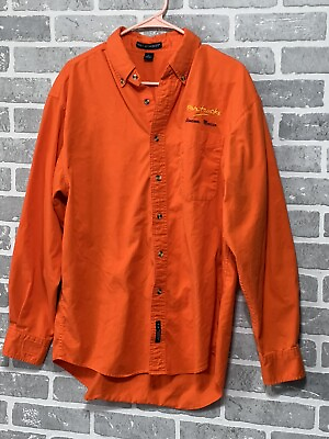#ad #ad Pizza Hut Mens Large Orange Star Tracks Button Down Long Sleeve Shirt Preowned $13.47