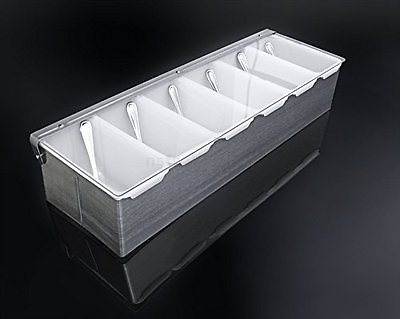 6 Compartments Condiment Dispenser Chilled Server Caddy Food Tray Salad Bar New $175.13